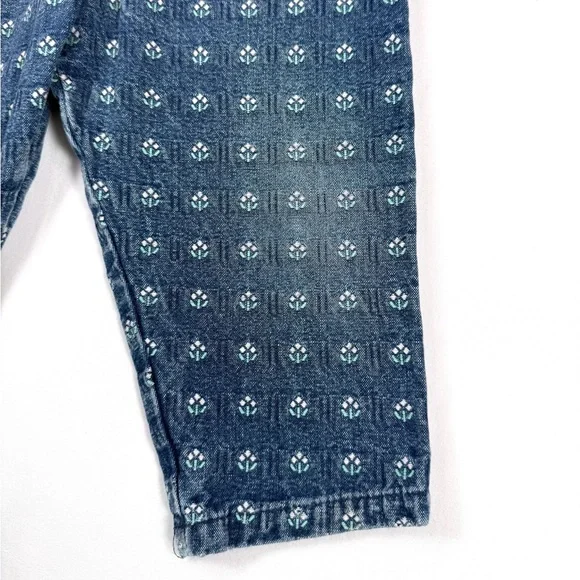 VINTAGE OSHKOSH Baby Denim Pull On‎ Pants Size 12 Months Floral Casual Classic - Picture 4 of 9